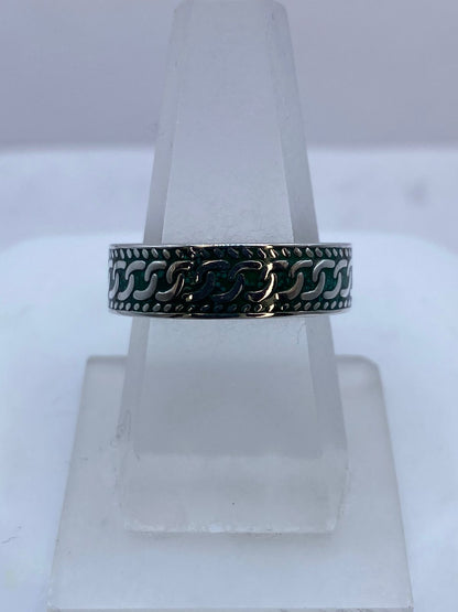 Anillo de Malaquita Entrelazada en Plata .925, vista lateral