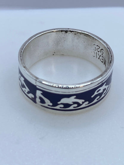 Anillo Marino con Delfines en Plata .925, sello de autenticidad Plata Ley .925