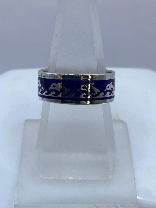 Anillo Marino con Delfines en Plata .925 — ángulo diagonal
