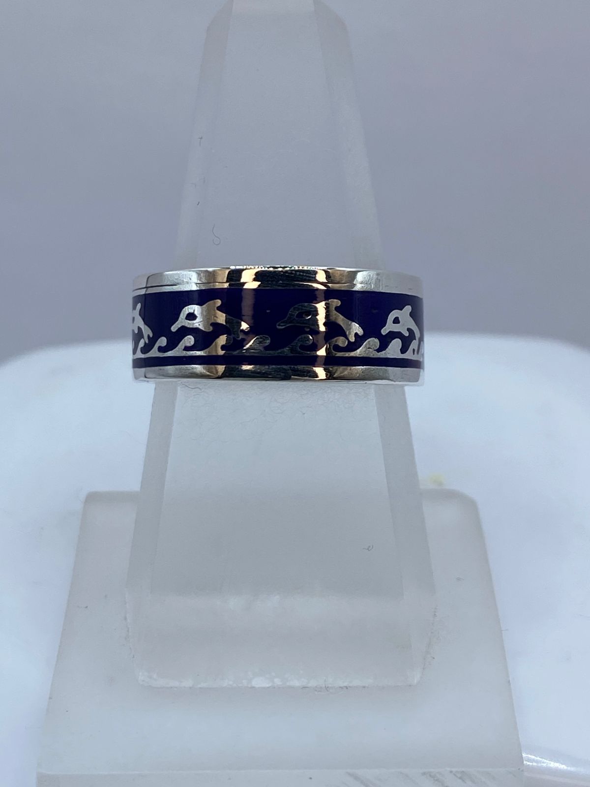 Anillo Marino con Delfines en Plata .925, vista frontal