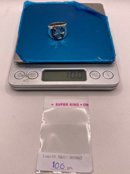 Anillo Martillado con Cruz Recortada en Plata .925, peso en gramos (báscula)