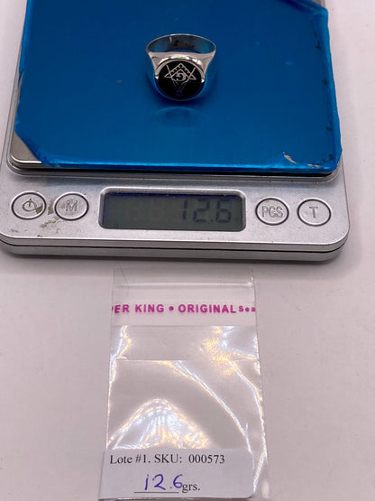 Anillo Masónico Compás y Escuadra en Plata .925, peso en gramos (báscula)