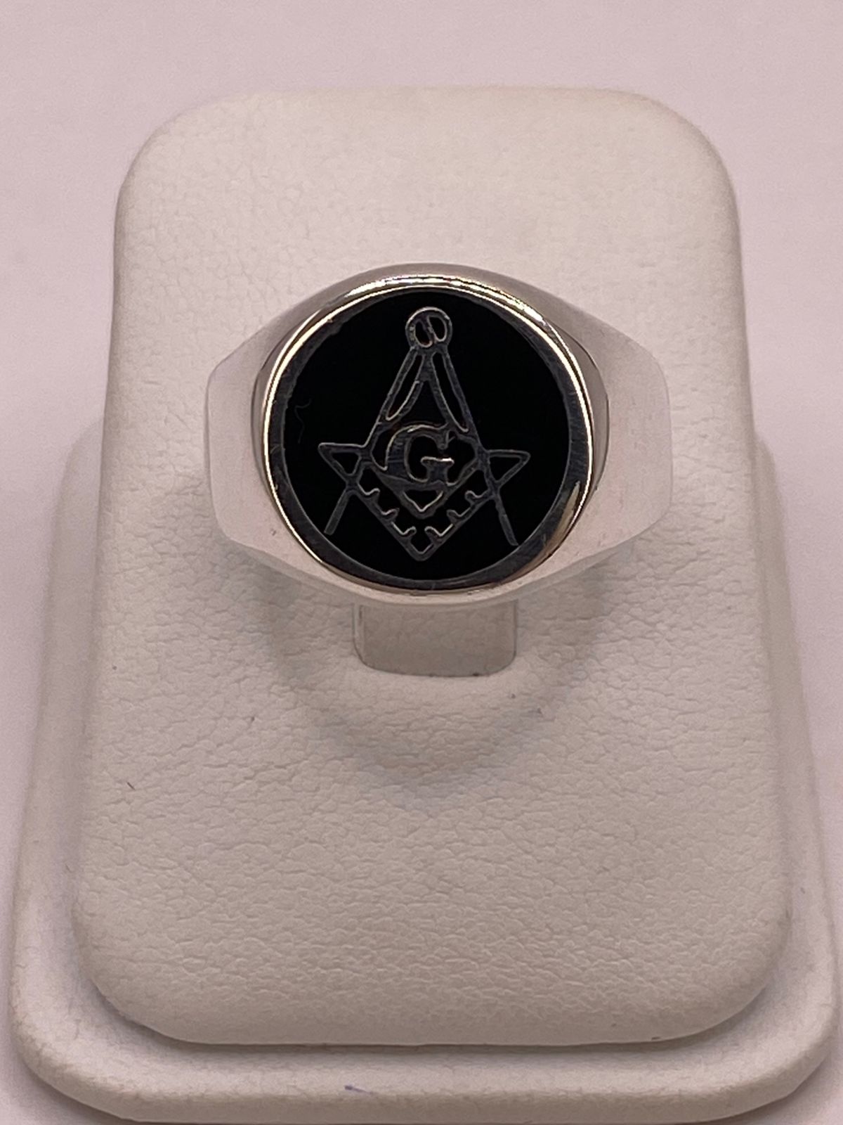 Anillo Masónico Compás y Escuadra en Plata .925, vista lateral