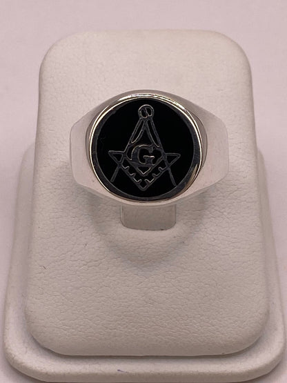 Anillo Masónico Compás y Escuadra en Plata .925, vista lateral