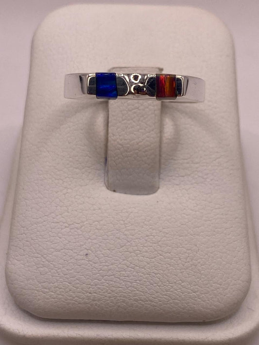 Anillo Minimalista de Plata 950 con Ópalo de Fuego, vista frontal