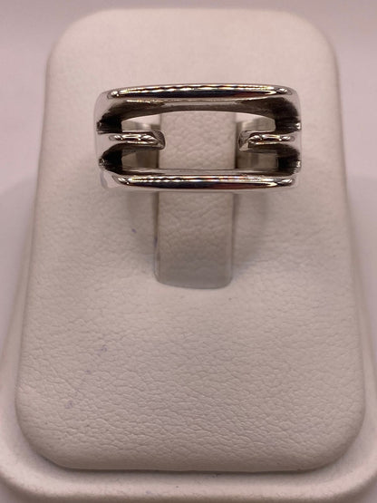 Anillo Moderno de Doble Barra Abierta en Plata .925, vista lateral