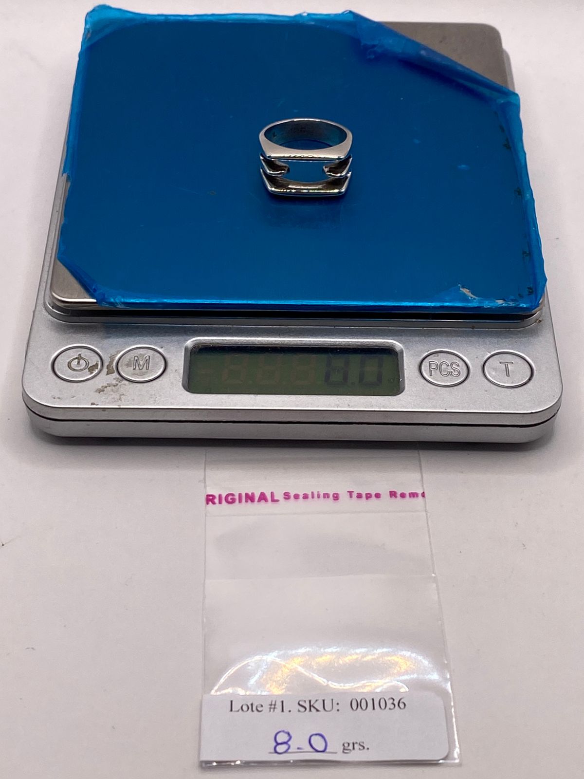 Anillo Moderno de Doble Barra Abierta en Plata .925, peso en gramos (báscula)