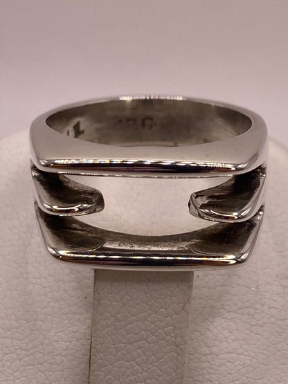 Anillo Moderno de Doble Barra Abierta en Plata .925, sello de autenticidad Plata Ley .925