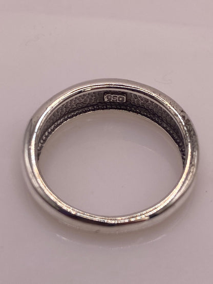 Anillo Moderno Ondulado de Plata 950 con Ópalo de Fuego, sello de autenticidad Plata Ley .925