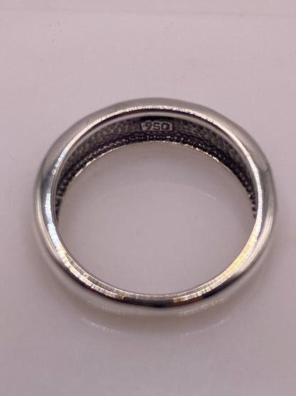Anillo Moderno Ondulado de Plata 950 con Ópalo de Fuego, sello de autenticidad Plata Ley .925