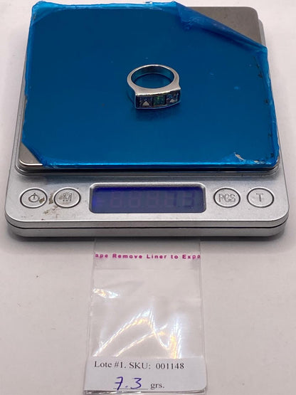 Anillo Moderno con Ópalo de Fuego y Circonias en Plata .925, peso en gramos (báscula)