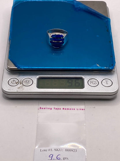 Anillo Moderno en Plata Ley 925 con Ópalo de Fuego Azul, peso en gramos (báscula)