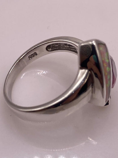Anillo Moderno de Plata 925 con Ópalo de Fuego y Zirconia, sello de autenticidad Plata Ley .925