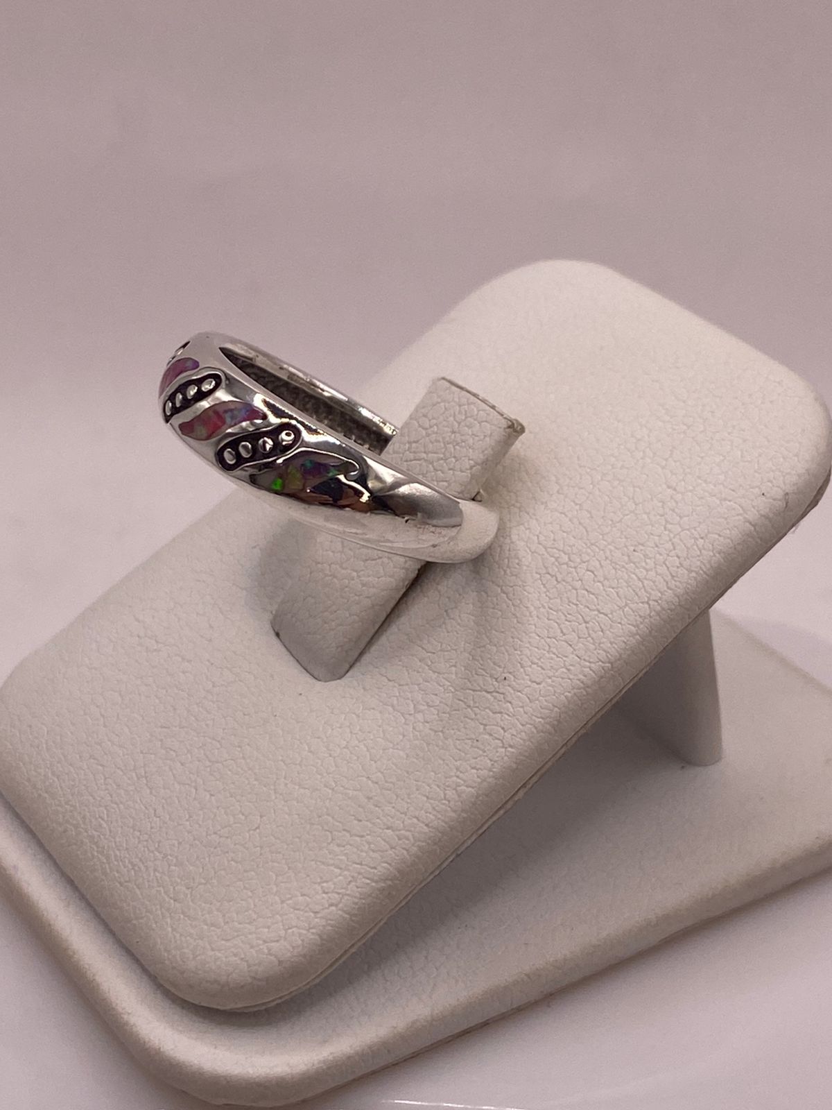 Anillo Moderno de Plata 950 con Ópalo de Fuego, vista frontal