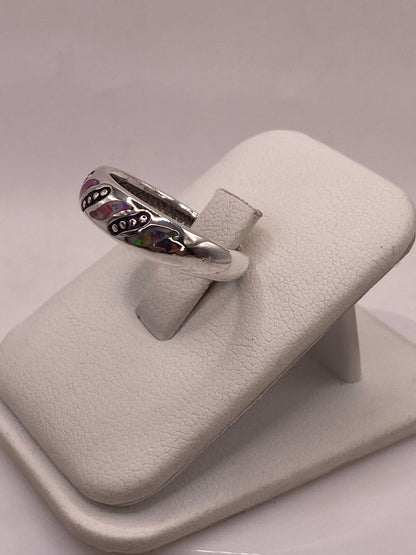 Anillo Moderno de Plata 950 con Ópalo de Fuego, vista frontal