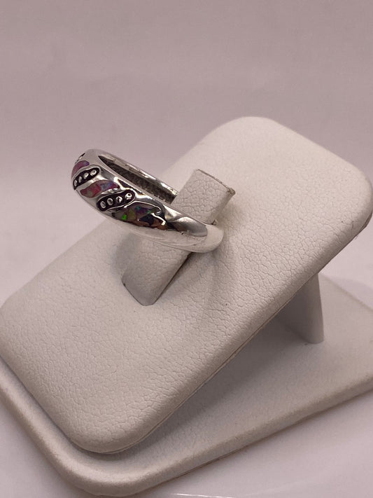 Anillo Moderno de Plata 950 con Ópalo de Fuego, vista frontal