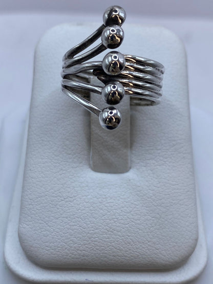 Anillo Multibanda con Esferas en Plata .925 — vista lateral