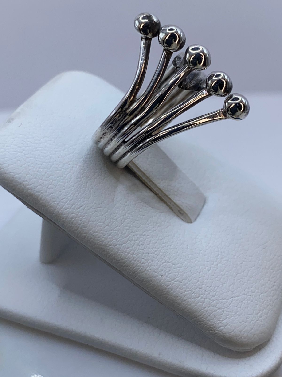Anillo Multibanda con Esferas en Plata .925, sello de autenticidad Plata Ley .925