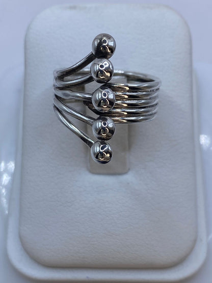 Anillo Multibanda con Esferas en Plata .925, vista frontal