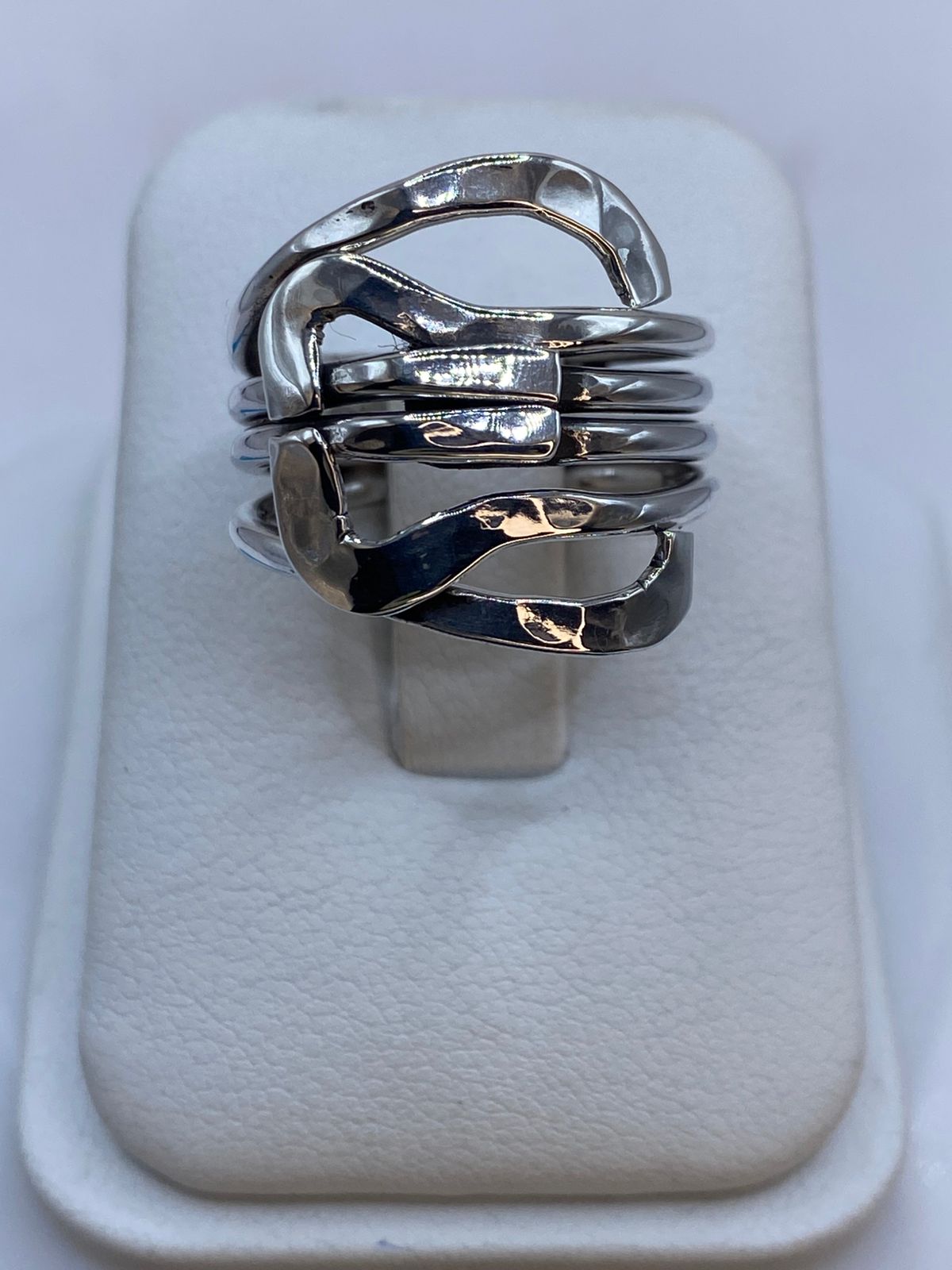 Anillo Multibanda Orgánico en Plata .925, vista lateral