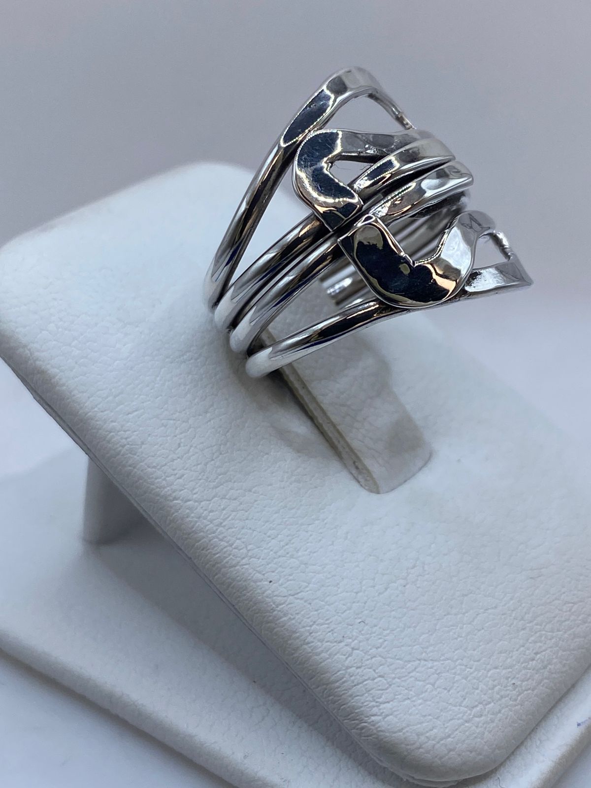 Anillo Multibanda Orgánico en Plata .925, sello de autenticidad Plata Ley .925