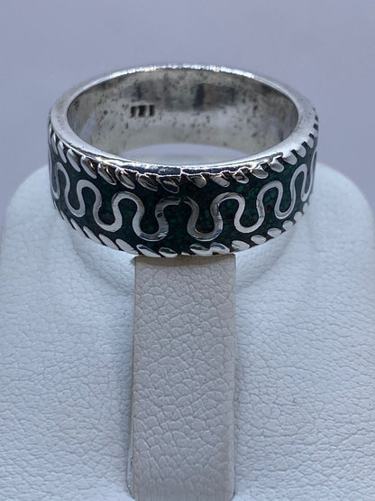 Anillo Ondas Ancestrales en Plata .925 con Malaquita, sello de autenticidad Plata Ley .925