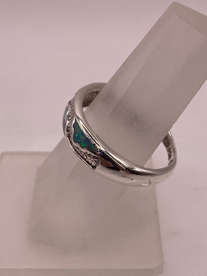 Anillo Ondulado de Plata 950 con Ópalo de Fuego, vista lateral