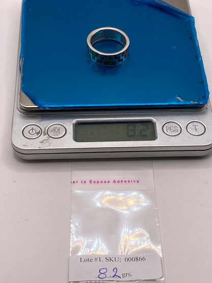 Anillo de Ópalo de Fuego Diseño Greca Plata Ley 950, peso en gramos (báscula)