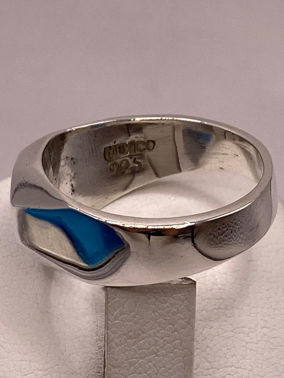 Anillo de Ópalo de Fuego Azul‑verde en Plata Ley 925, vista superior