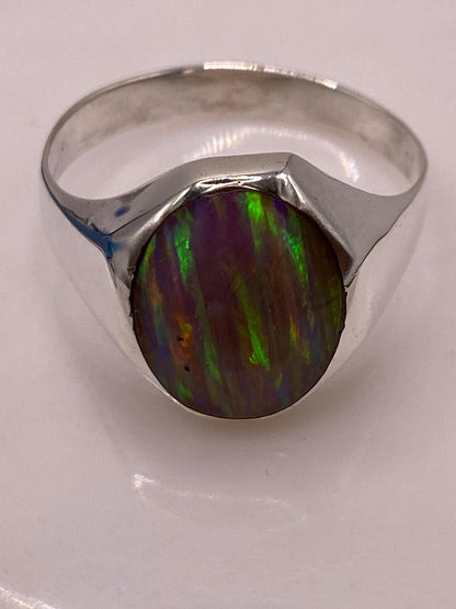 Anillo de Ópalo de Fuego Ovalado en Plata Ley 950, vista posterior