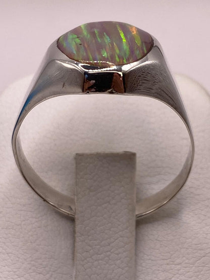 Anillo de Ópalo de Fuego Ovalado en Plata Ley 950, vista superior