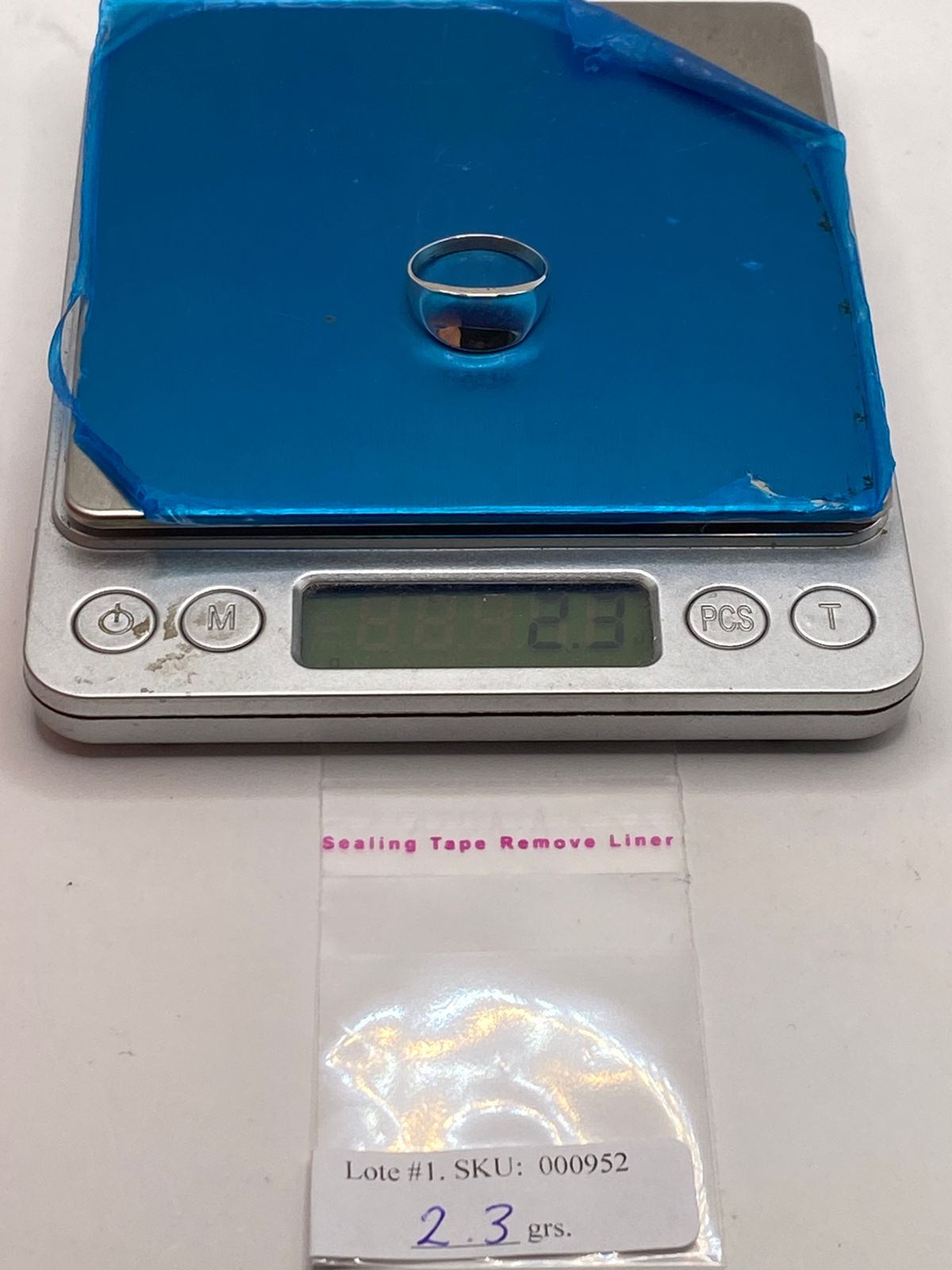 Anillo Ovalado de Plata Ley .925, peso en gramos (báscula)