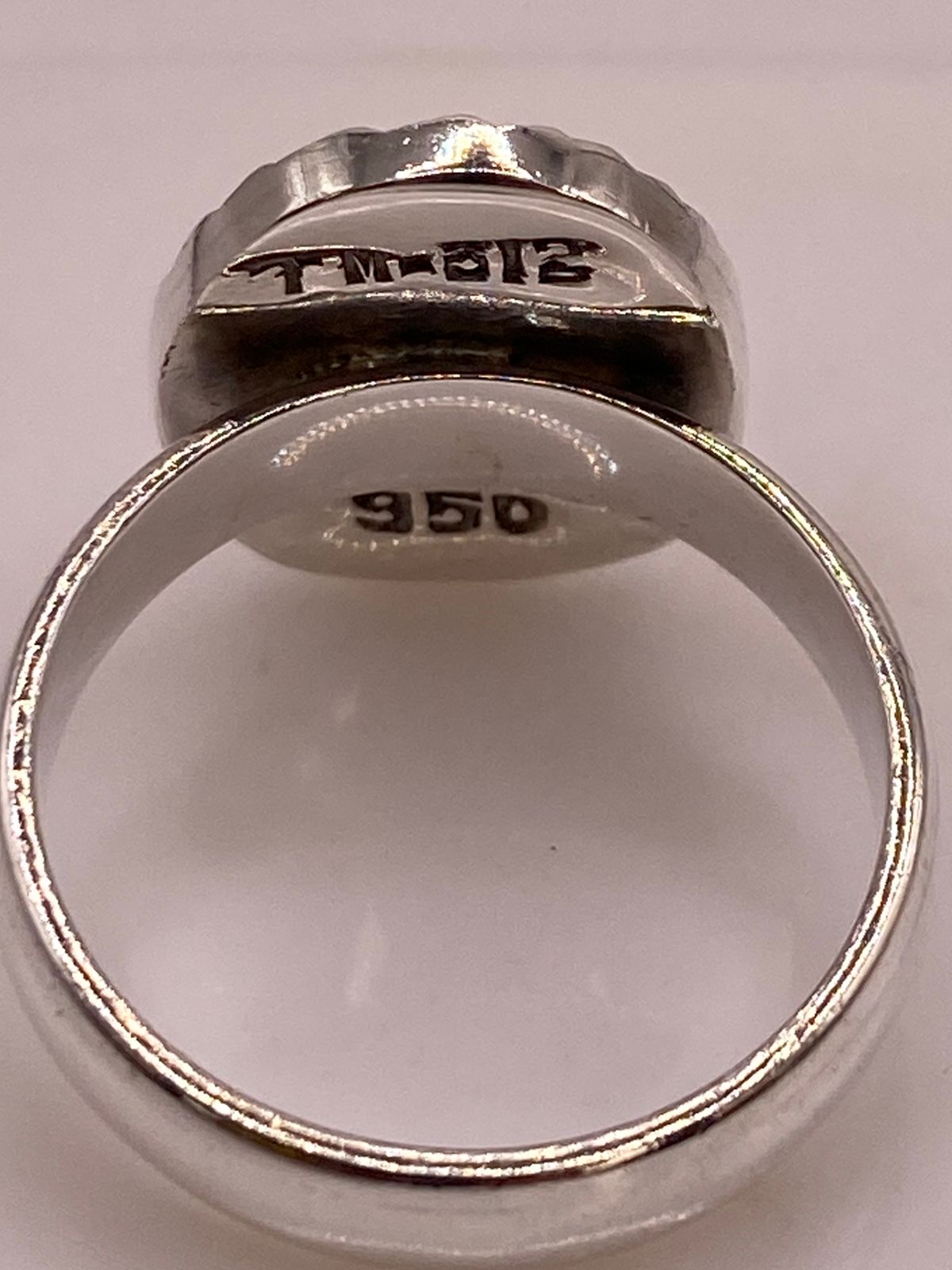 Anillo Ovalado Plata Ley 950 con Ópalo de Fuego, sello de autenticidad Plata Ley .925