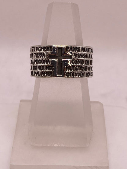 Anillo Padre Nuestro con Cruz en Plata .92