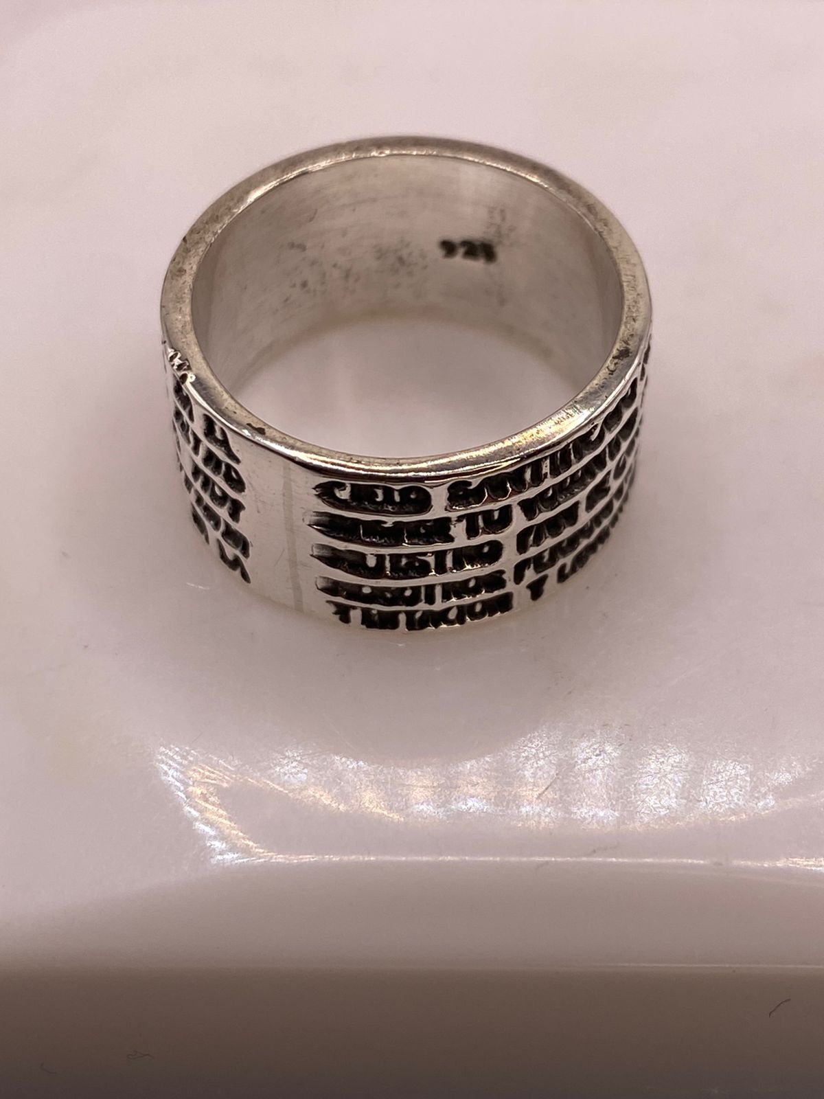 Anillo Padre Nuestro con Cruz en Plata .92, vista frontal