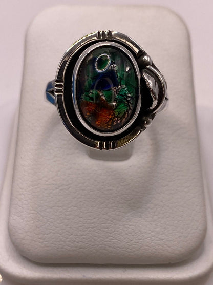 Anillo con Piedra Ópalo de Fuego Ovalada en Plata Ley 925, vista frontal