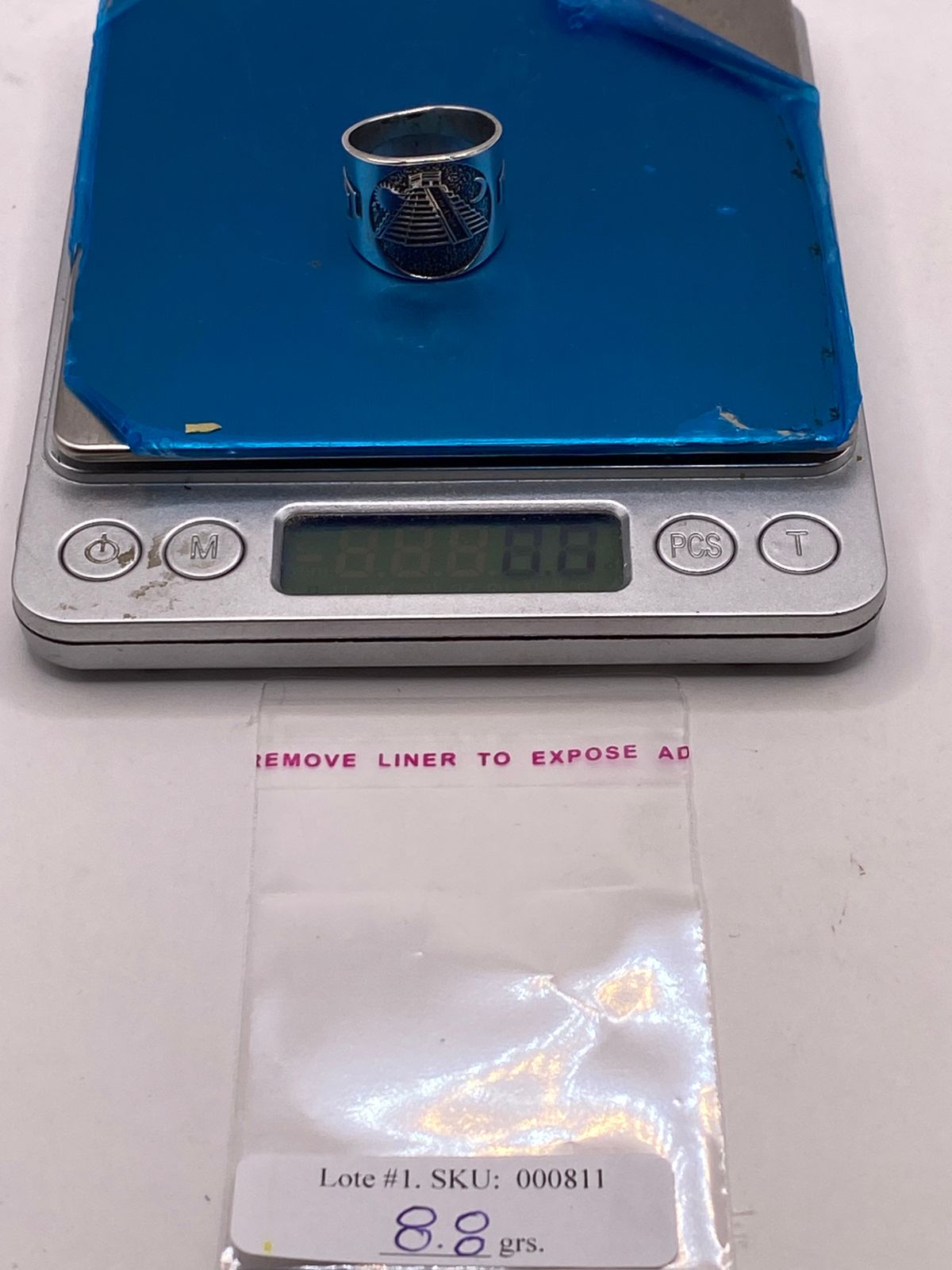 Anillo con Pirámide y Sol/luna en Plata .925 , peso en gramos (báscula)