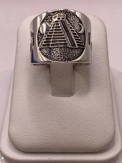 Anillo con Pirámide y Sol/luna en Plata .925 , vista lateral