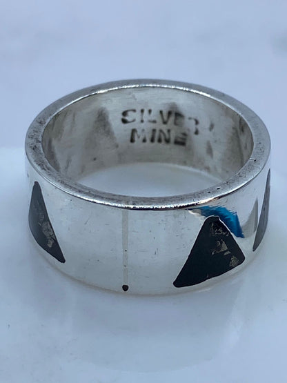 Anillo Pirámides Ancestrales de Plata .925 con Obsidiana Negra, sello de autenticidad Plata Ley .925