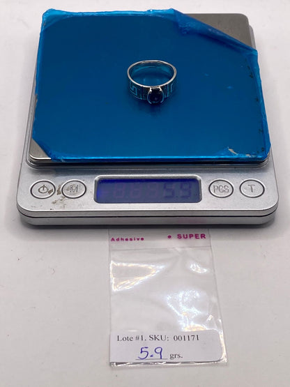 Anillo de Plata 950 con Ópalo de Fuego y Zirconia Azul, peso en gramos (báscula)
