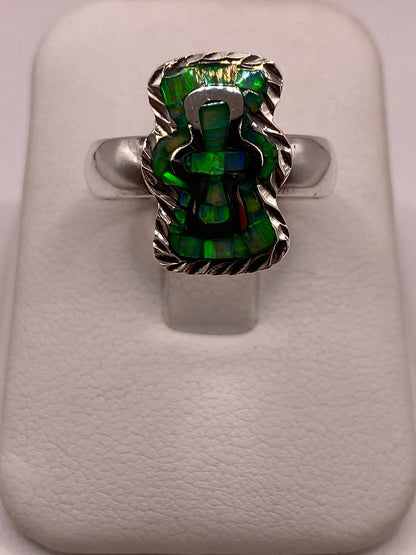 Anillo de Plata Ley 950 con Ópalo de Fuego y Diseño de Cruz, vista frontal