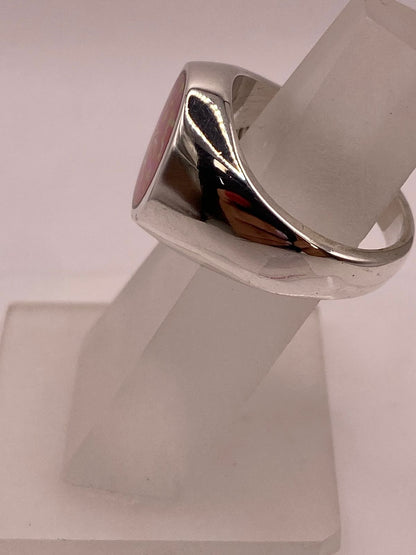 Anillo de Plata Ley .925 con Ópalo de Fuego Ovalado, vista de detalle