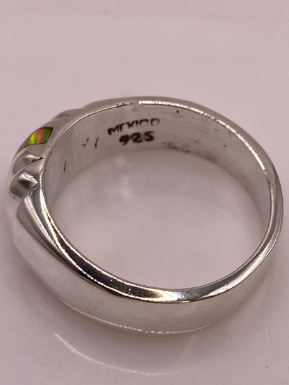 Anillo Plata Ley 925 con Ópalo de Fuego Diseño Contemporáneo, sello de autenticidad Plata Ley .925
