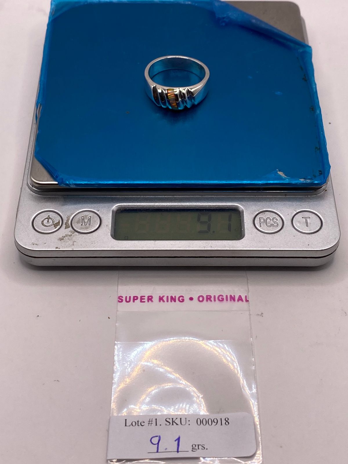 Anillo Plata Ley 925 con Ópalo de Fuego Diseño Contemporáneo, peso en gramos (báscula)
