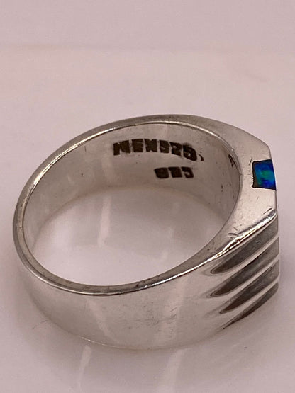 Anillo Plata Ley 925 con Ópalo de Fuego Diseño Contemporáneo Incrustación Vertical, sello de autenticidad Plata Ley .925