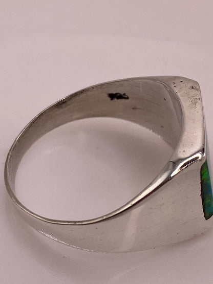 Anillo Plata Ley 925 con Ópalo de Fuego Diseño Contemporáneo Segmentado, sello de autenticidad Plata Ley .925