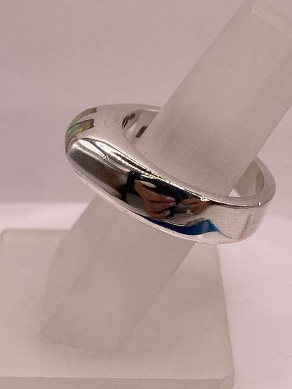 Anillo Plata Ley 925 con Ópalo de Fuego Diseño Moderno de Doble Incrustación, vista de detalle