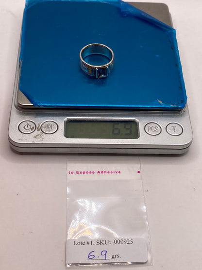 Anillo Plata Ley 950 con Ópalo de Fuego y Circonia Multicolor Diseño Greca, peso en gramos (báscula)