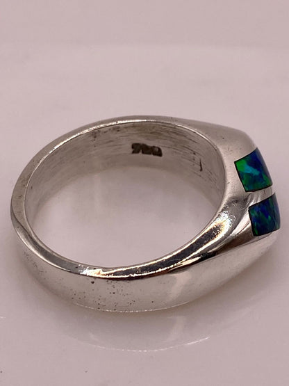 Anillo en Plata Ley 950 con Ópalo de Fuego Diseño Moderno Diagonal, sello de autenticidad Plata Ley .925