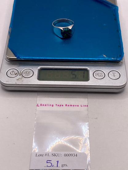 Anillo Plata Ley 950 con Ópalo de Fuego Diseño Moderno con Incrustación, peso en gramos (báscula)